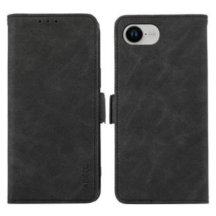 For iPhone 16e ABEEL Frosted Magnetic RFID Leather Phone Case(Black)