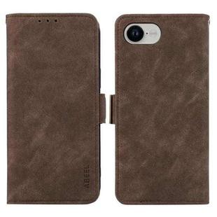 For iPhone 16e ABEEL Frosted Magnetic RFID Leather Phone Case(Brown)