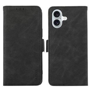 For iPhone 17 ABEEL Frosted Magnetic RFID Leather Phone Case(Black)