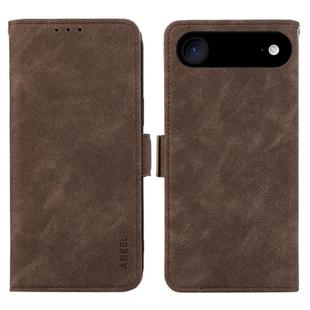 For iPhone 17 Air ABEEL Frosted Magnetic RFID Leather Phone Case(Brown)