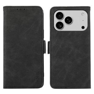 For iPhone 17 Pro Max ABEEL Frosted Magnetic RFID Leather Phone Case(Black)