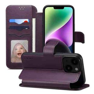 For iPhone 15 Plus / 14 Plus ESEBLE E1 Nappa Texture MagSafe Holder Leather Phone Case(Dark Purple)