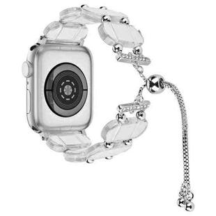 For Apple Watch SE 2023 44mm Resin Retractable Chain Watch Band(Transparent)