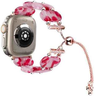 For Apple Watch Ultra 2 49mm Resin Retractable Chain Watch Band(Rose Red)