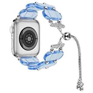 For Apple Watch Series 9 45mm Resin Retractable Chain Watch Band(Blue)