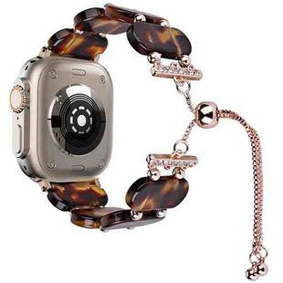 For Apple Watch Ultra 49mm Resin Retractable Chain Watch Band(Tortoiseshell)