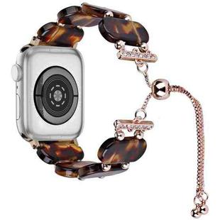 For Apple Watch SE 2022 44mm Resin Retractable Chain Watch Band(Tortoiseshell)