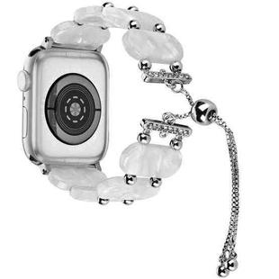 For Apple Watch SE 40mm Resin Retractable Chain Watch Band(Pearl White)