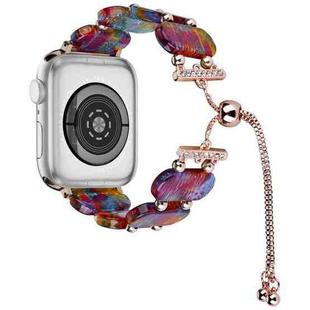 For Apple Watch Series 2 38mm Resin Retractable Chain Watch Band(Pearlescent Rainbow)