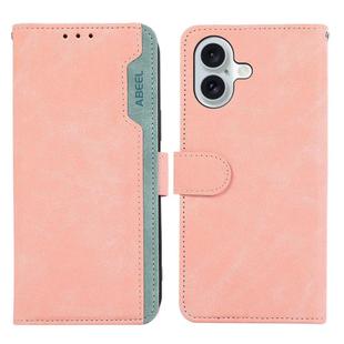 For iPhone 17 ABEEL Color Block Magnetic RFID Leather Phone Case(Pink-Cyan)