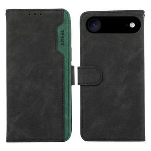 For iPhone 17 Air ABEEL Color Block Magnetic RFID Leather Phone Case(Black-Green)