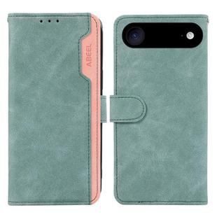 For iPhone 17 Air ABEEL Color Block Magnetic RFID Leather Phone Case(Cyan-Pink)