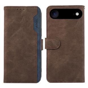 For iPhone 17 Air ABEEL Color Block Magnetic RFID Leather Phone Case(Brown-Blue)