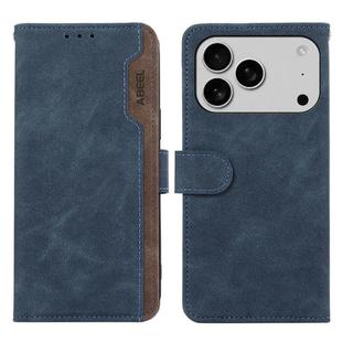For iPhone 17 Pro Max ABEEL Color Block Magnetic RFID Leather Phone Case(Blue-Brown)
