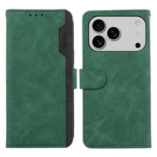 For iPhone 17 Pro Max ABEEL Color Block Magnetic RFID Leather Phone Case(Green-Black)