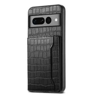 For Google Pixel 7 Pro 5G Crocodile Texture Card Bag Design Full Coverage Phone Case(Black)