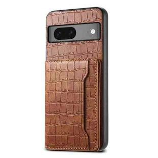 For Google Pixel 7 5G Crocodile Texture Card Bag Design Full Coverage Phone Case(Brown)