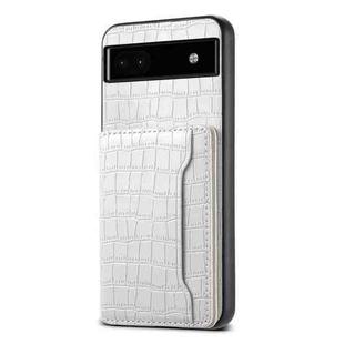For Google Pixel 6a Crocodile Texture Card Bag Design Full Coverage Phone Case(White)