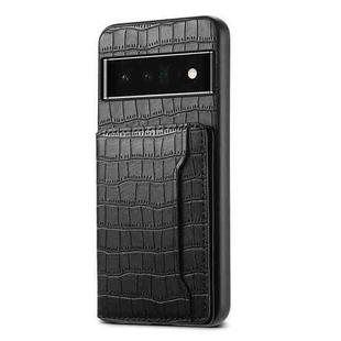 For Google Pixel 6 Pro Crocodile Texture Card Bag Design Full Coverage Phone Case(Black)