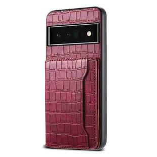 For Google Pixel 6 Pro Crocodile Texture Card Bag Design Full Coverage Phone Case(Red)