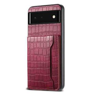 For Google Pixel 6 Crocodile Texture Card Bag Design Full Coverage Phone Case(Red)
