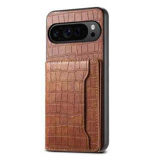 For Google Pixel 10 Pro / 10 Crocodile Texture Card Bag Design Full Coverage Phone Case(Brown)