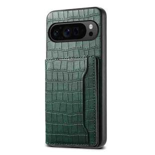 For Google Pixel 10 Pro / 10 Crocodile Texture Card Bag Design Full Coverage Phone Case(Green)