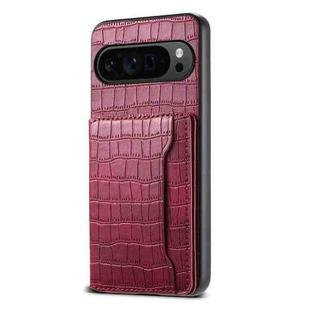 For Google Pixel 10 Pro / 10 Crocodile Texture Card Bag Design Full Coverage Phone Case(Red)