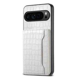For Google Pixel 10 Pro / 10 Crocodile Texture Card Bag Design Full Coverage Phone Case(White)