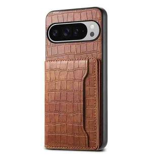 For Google Pixel 10 Pro XL Crocodile Texture Card Bag Design Full Coverage Phone Case(Brown)