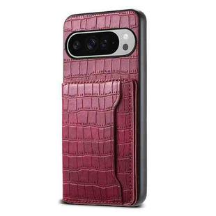 For Google Pixel 10 Pro XL Crocodile Texture Card Bag Design Full Coverage Phone Case(Red)