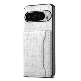 For Google Pixel 10 Pro XL Crocodile Texture Card Bag Design Full Coverage Phone Case(White)