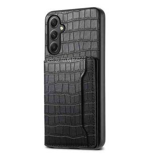 For Samsung Galaxy A35 5G Crocodile Texture Card Bag Design Full Coverage Phone Case(Black)