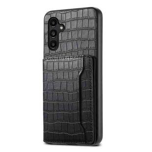 For Samsung Galaxy A15 Crocodile Texture Card Bag Design Full Coverage Phone Case(Black)