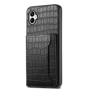 For Samsung Galaxy A05 Crocodile Texture Card Bag Design Full Coverage Phone Case(Black)