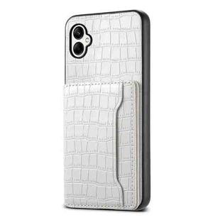 For Samsung Galaxy A05 Crocodile Texture Card Bag Design Full Coverage Phone Case(White)