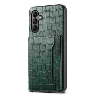 For Samsung Galaxy A05s Crocodile Texture Card Bag Design Full Coverage Phone Case(Green)