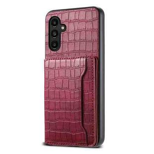 For Samsung Galaxy A14 Crocodile Texture Card Bag Design Full Coverage Phone Case(Red)