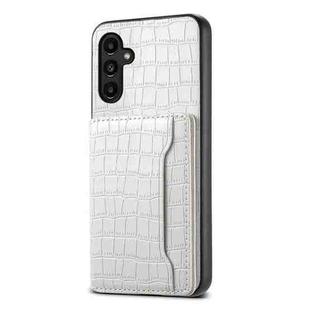 For Samsung Galaxy A14 Crocodile Texture Card Bag Design Full Coverage Phone Case(White)