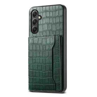 For Samsung Galaxy A34 5G Crocodile Texture Card Bag Design Full Coverage Phone Case(Green)