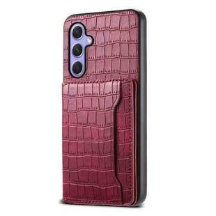 For Samsung Galaxy A54 5G Crocodile Texture Card Bag Design Full Coverage Phone Case(Red)