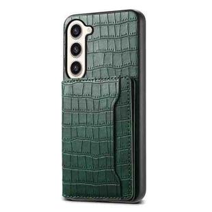 For Samsung Galaxy S23+ 5G Crocodile Texture Card Bag Design Full Coverage Phone Case(Green)