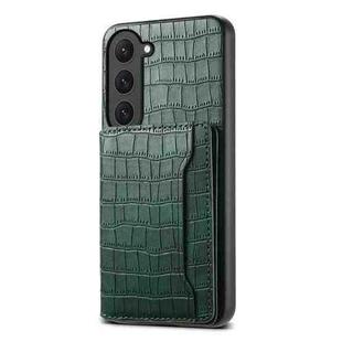 For Samsung Galaxy S23 5G Crocodile Texture Card Bag Design Full Coverage Phone Case(Green)