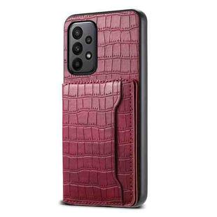 For Samsung Galaxy A23 Crocodile Texture Card Bag Design Full Coverage Phone Case(Red)