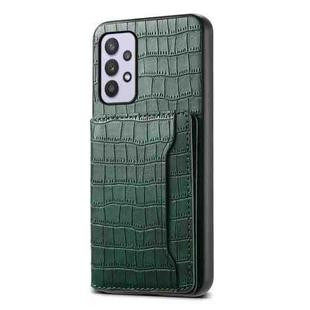 For Samsung Galaxy A32 5G Crocodile Texture Card Bag Design Full Coverage Phone Case(Green)