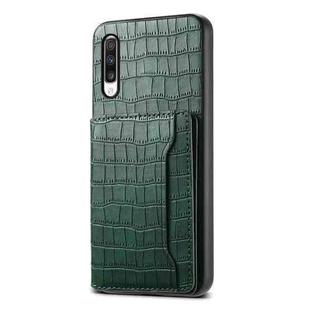 For Samsung Galaxy A70 Crocodile Texture Card Bag Design Full Coverage Phone Case(Green)