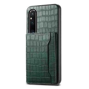 For Sony Xperia 1 V Crocodile Texture Card Bag Design Full Coverage Phone Case(Green)