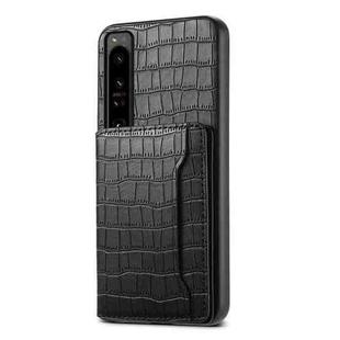 For Sony Xperia 1 IV Crocodile Texture Card Bag Design Full Coverage Phone Case(Black)