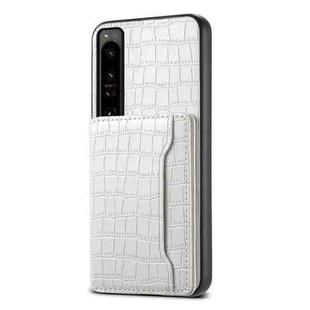 For Sony Xperia 1 IV Crocodile Texture Card Bag Design Full Coverage Phone Case(White)