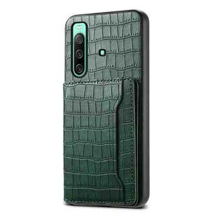 For Sony Xperia 10 IV Crocodile Texture Card Bag Design Full Coverage Phone Case(Green)